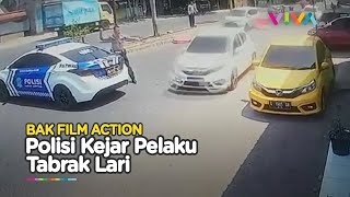 Bak Film Laga, Kejar-kejaran Mobil Polisi dengan Pelaku Tabrak Lari