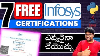 FREE Online Courses with Certificate by Infosys | Infosys Launched 7 Free Certification 🏆  in Telugu