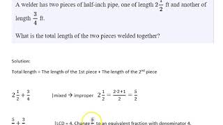 Adding Fractions Welding Application
