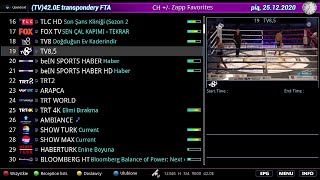 Zapping kanałów FTA - Türksat 3A/4A (Wiązka Türkiye, West, East ) 42° East (26.12.2020)