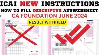 How To Fill Ca Foundation Omr Answersheet As Per Icai New Guideline Ca