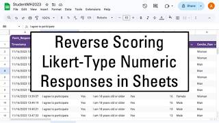 Reverse Scoring Likert-Type Numeric Responses in Sheets