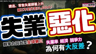 失業惡化｜最新報3.5%，大新金融估計今年失業率將破4%！經濟疲弱，建造、零售和地產業有明顯升幅，建造業和運輸業就業不足嚴重｜香港世界競爭力竟回升至第三名，僅次新加坡，經濟疲弱反令競爭力上升？深度分析
