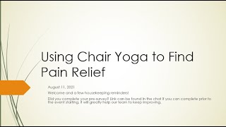 AI-PAMI Live Webinar Event: Using Chair Yoga to Find Pain Relief