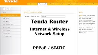 Tenda router internet \u0026 wireless network settings (PPPoE / STATIC)