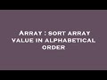 Array : sort array value in alphabetical order
