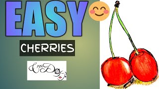 How To Draw Cherries (Cherry) Step By Step For Beginners | Easy Drawing Tutorial |  Two Cherries
