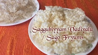 Saggubiyyam vadiyalu Recipe / Sago fryums recipe