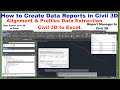 How to Create Data Reports in Civil 3D. Alignment & Profiles Data Extraction Civil 3D to Excel.