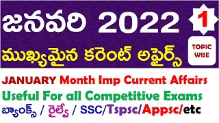 JANUARY Month 2022 Imp Current Affairs Part 1 In Telugu useful for all competitive exams | RRB