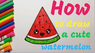 How to draw a cute watermelon | easy drawings for kids