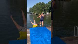 Mat Slips 💦 are up 3-0 🤦‍♂️ #funny #slip #comedy #lake #slipnslide #fall #sports