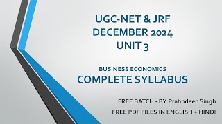 UGC NET DECEMBER 2024 I CLASS –06 I COMMERCE | BUSINESS ECONOMICS - 03