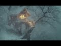 shelter in a tree house on a strong arctic blizzard night eliminate stress chaos insomnia