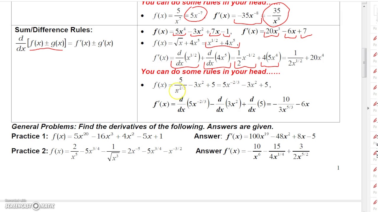 Differentiation Rules