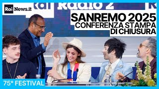 Sanremo 2025, la conferenza stampa a conclusione del Festival del 16 febbraio