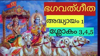 ഭഗവത്ഗീതഅദ്ധ്യായം 1/അർജ്ജുനവിഷാദയോഗ: ശ്ലോകം 3,4,5