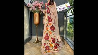 📱9550395325,Pure Soft Japan Satin Silk Saree Floral Prints,Price:1699+$,Feb23