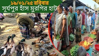 আজকে দেশীয় হাঁস মুরগির ও সামগ্রিক বাজার দর সূর্যপুর বাজার। real village market price