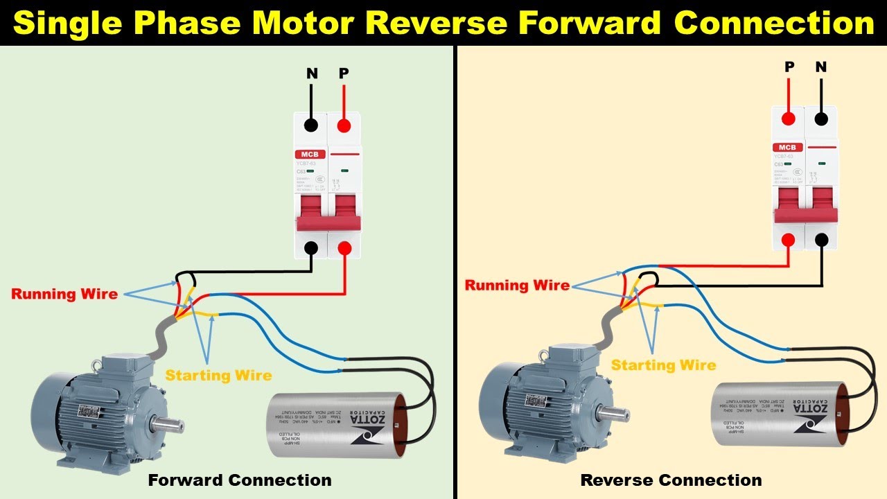 Single Phase Motor Reverse Forward Connection || Motor Connection ...