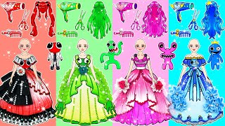 Paper Dolls Dress Up - Barbie Hair Makeover with RAINBOW FRIENDS Color | WOA Doll Channel