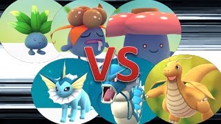 ポケモンGO　ジム戦バトル　ナゾノクサ・クサイハナ・ラフレシアvsシャワーズ・ギャラドス・カイリュー他