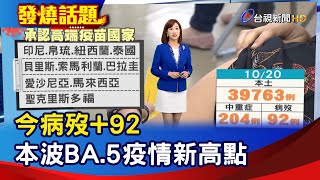 今病歿+92  本波BA.5疫情新高點【發燒話題】-20221020