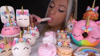 Jella ASMR chocolate unicorn cake cookie cream donut Mukbang bites only