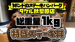 ステーキタケル秋葉原「総重量１kg！特盛ステーキ丼」