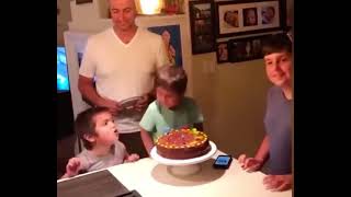 Dad blocks kid from blowing out candles this is too funny