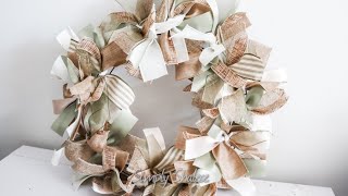 DIY: Christmas Burlap Ribbon Wreath || Quick and Easy