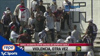 Los violentos incidentes entre los hinchas de Deportivo Merlo