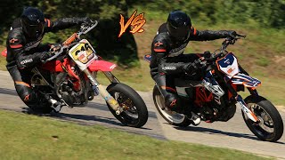 450cc Supermoto vs KTM 690 SMC R on track! | Guess who is faster?