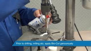 Weicon Bio-Cut Spray Lubricating a Drill