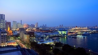 【横浜港絶景】ホテルモントレ横浜屋上からのタイムラプス動画｜夜景｜クイーン・エリザベス｜