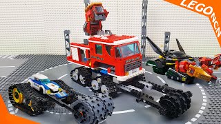 LEGO City Fire Truck STOP MOTION Experimental Steamroller, Dump Truck, Police Cars Toy for Kids