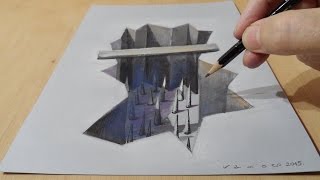 Drawing a Hole Trap - How to Draw Trap - Trick Art Draw 3D