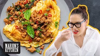 10-minute Spicy Pork & Noodle Omelette | Marion's Kitchen