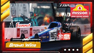 Antron Brown caps off championship season with Wally at In-N-Out Burger NHRA Finals