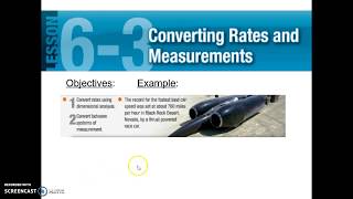 6-3 Pre Algebra Converting Rates and Measurements