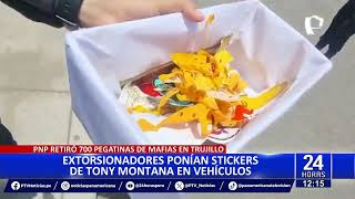 🚓🔥¡Operativo policial exitoso! Retiran 700 stickers extorsivos de vehículos en Trujillo 🚗🛵