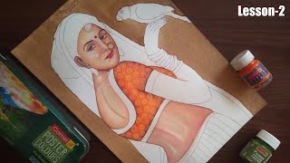 Poster Colour Woman painting / Rajasthani painting / Lesson-2