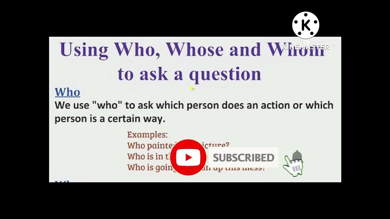 Who Whose Whom English Grammar Lesson With Examples Very
