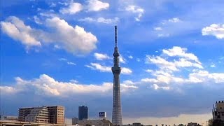 西風　 雲の動き　スカイツリー　Flow of the cloud　winter　雲の流れ　夕焼け　隅田川テラス　橋場　冬粋