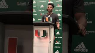 Miami Hurricanes Defensive Back Jaden Davis after beating Texas A\u0026M