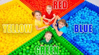 Five Kids Find the children in the colored balls + more Children's Songs and Videos