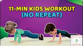 11 MIN FULL BODY KIDS WORKOUT NO REPEAT/11 წუთის განმავლობაში სხეულის სრული ვარჯიში ბავშვებისთვის