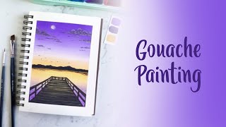Lake View Painting | Step by Step Gouache Painting for beginners