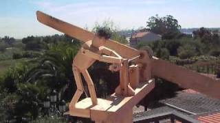Animated wood whirligig -- Veleta animada en madeira.  low wind