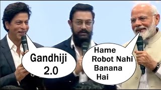 See What Shahrukh Khan & Aamir Khan Said In Front of PM Modi About Gandhiji !